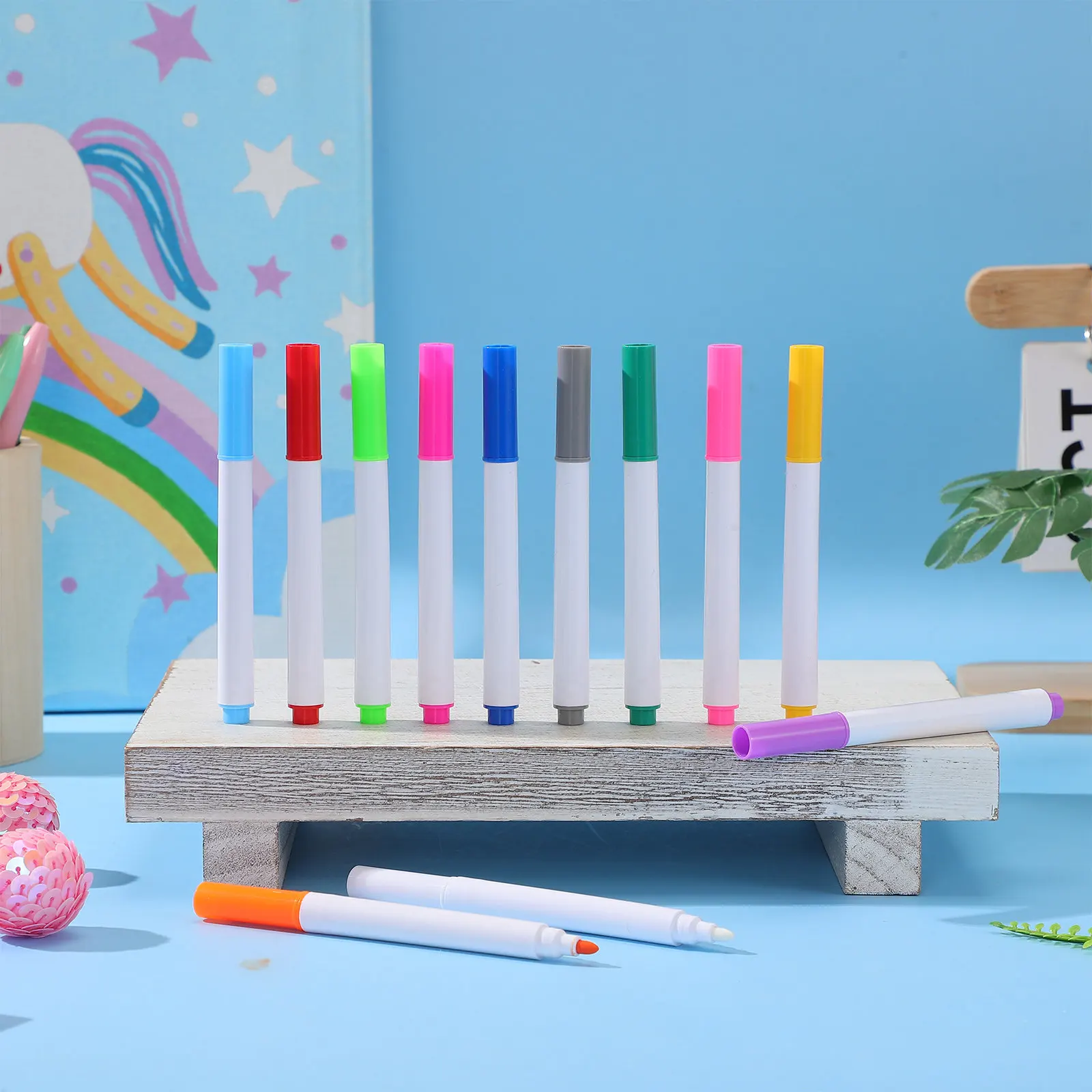 

24Pcs Environment Friendly Odorless Erasable Markers for Glass Window Blackboard Plastic Paper Fluorescent Screen Writing