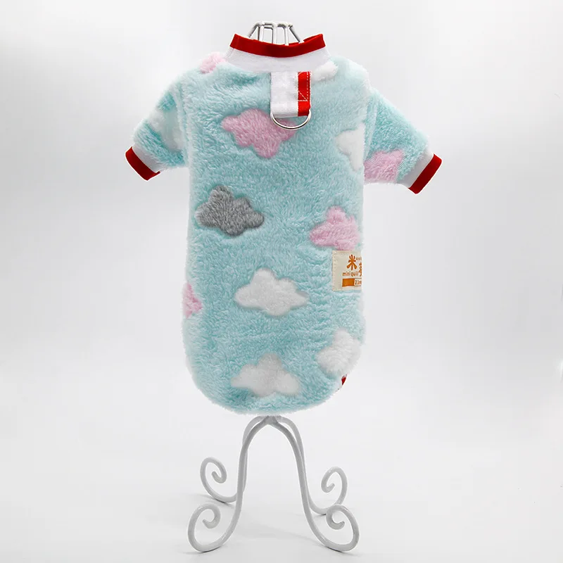 New Fall Winter Pet Sweater With Cloud Pattern For Comfortable And Dog Clothing Outerwear With Tractable Vest