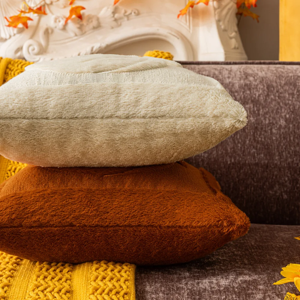45x45/50x50cm Halloween Pumpkin Plush Pillowcase Festival Pumpkin Double-Sided Plush Cushion Cover Headboard Pillowcases