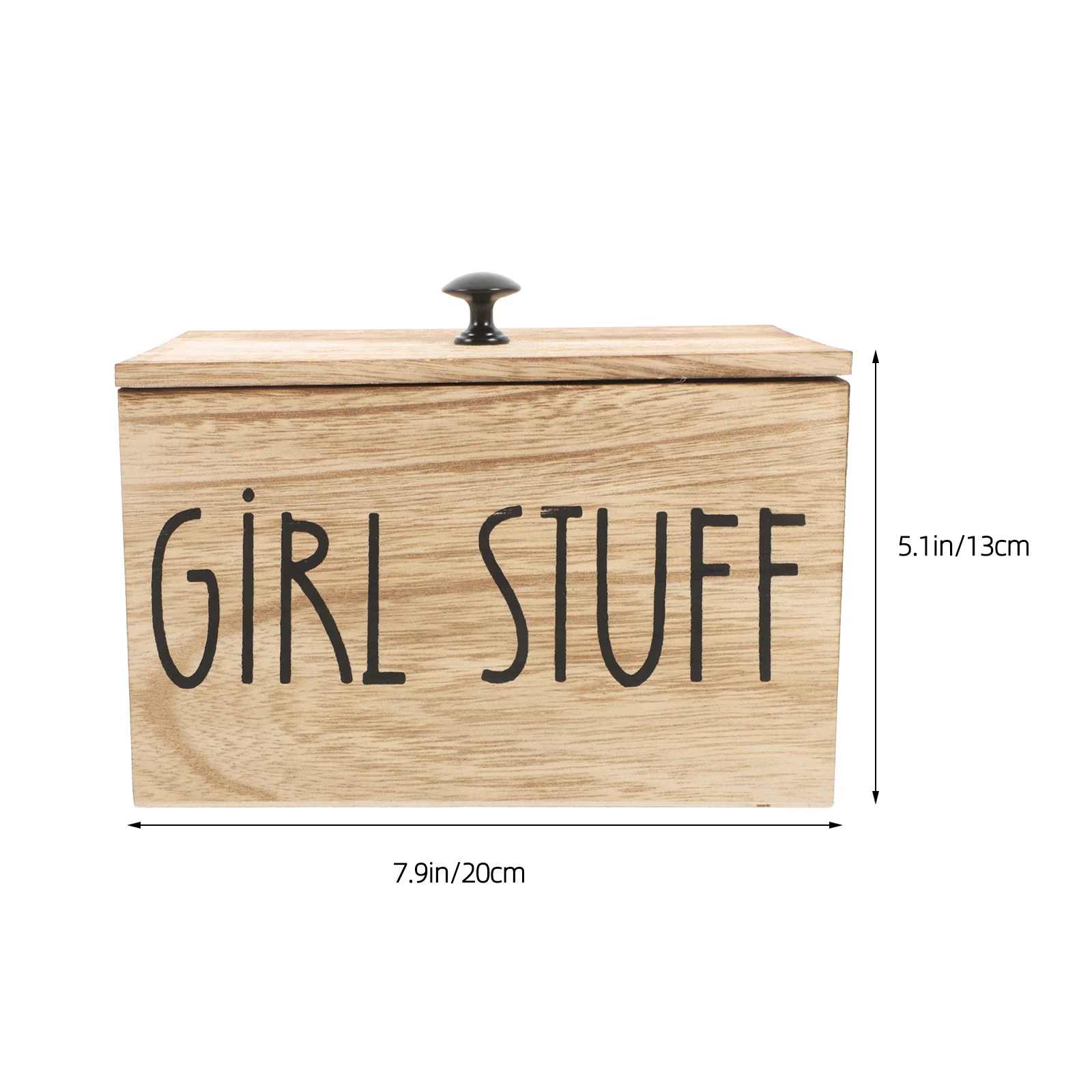 Drewniany pojemnik na podpaski higieniczne z pokrywką, przegródki, organizer na artykuły higieniczne dla kobiet, rustykalny organizer na blat toaletki, organizer łazienkowy.