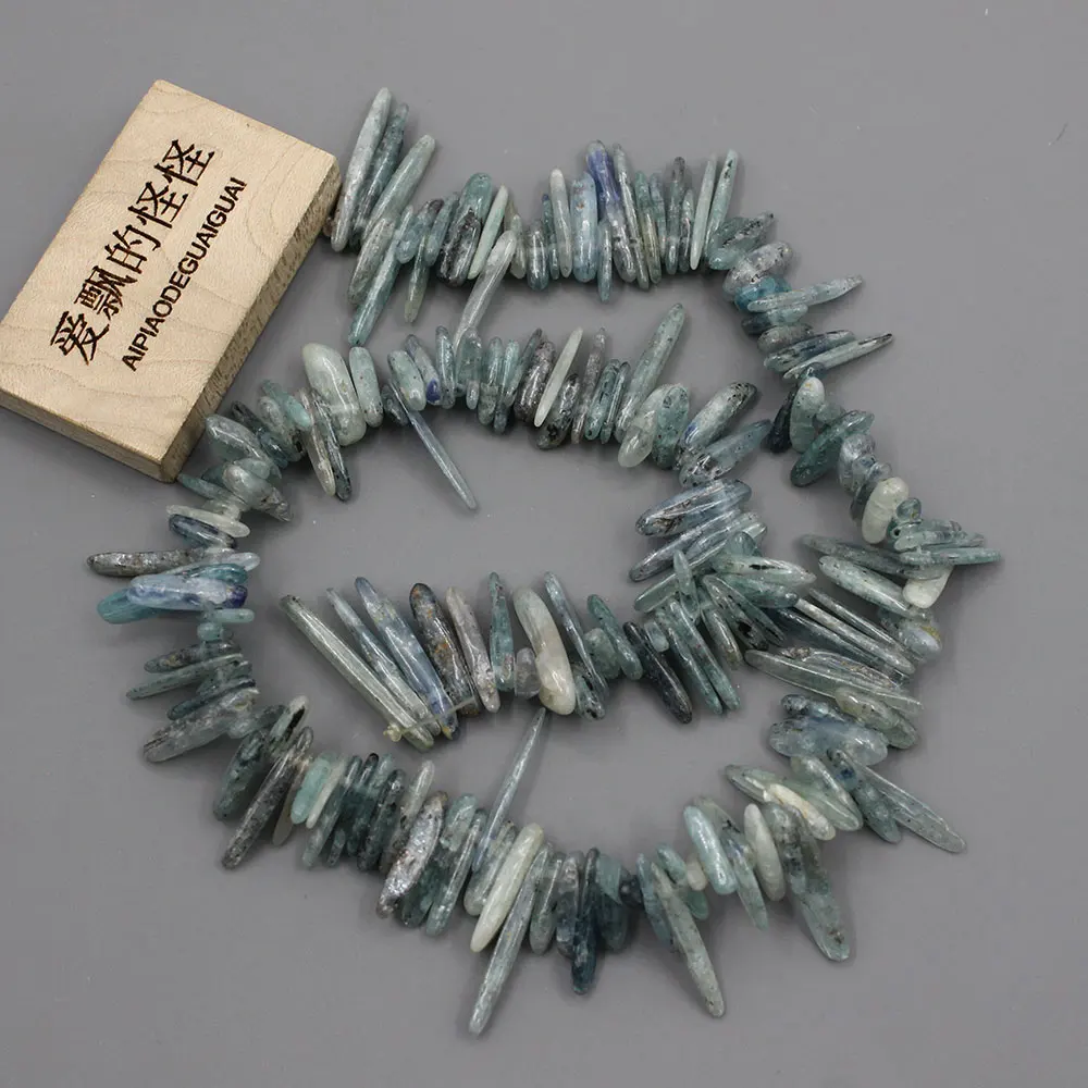 APDGG Natural Green&Blue Kyanite Top-drilled Freeform Fancy Loose Beads 15.5\