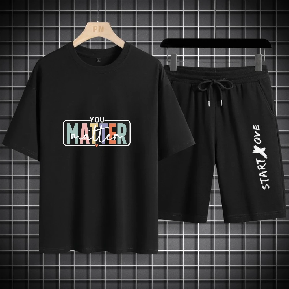 

2025 men set Comfortable Thin Mens Colorful letter prints Sports Tshirts+shorts two-piece sets Set Casual Breathable Summer suit