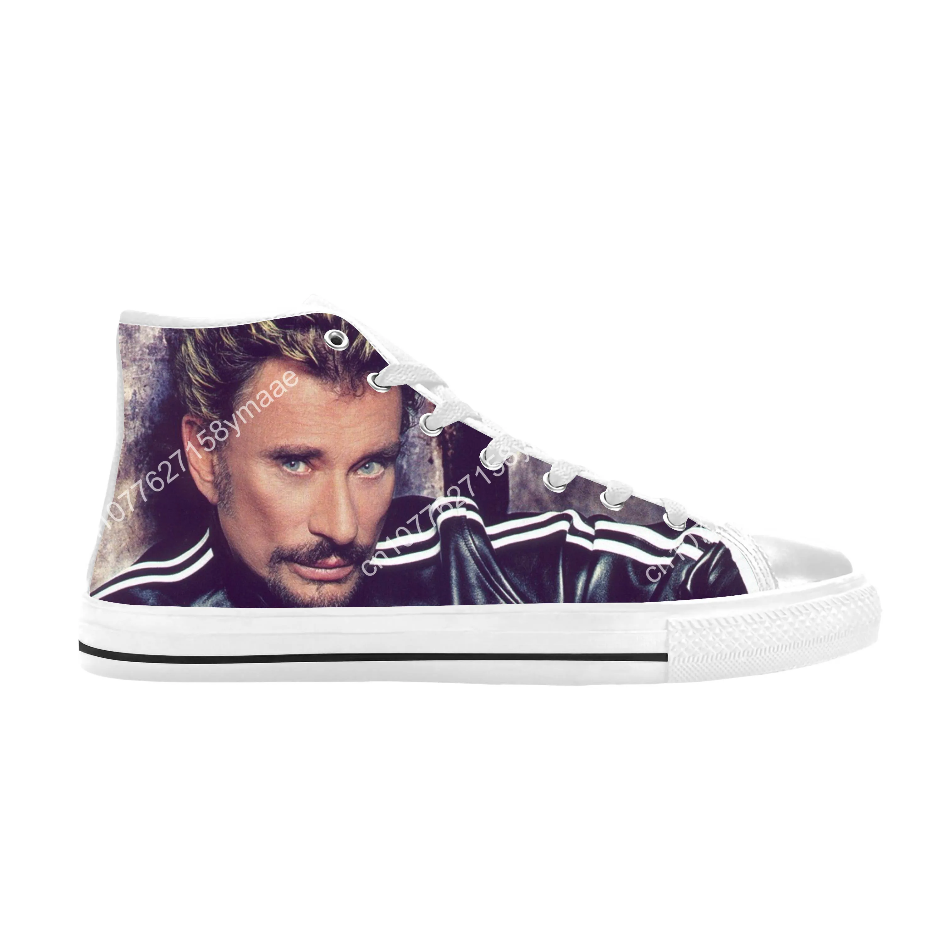 Hot France Johnny Hallyday Rock Star Singer Music Casual Cloth Shoes High Top Comfortable Breathable 3D Print Men Women Sneakers