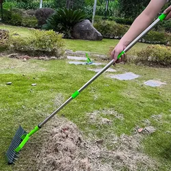 Thatch Rake 3 Sections Stainless Steel Dethatcher Lawn Rake for Clearing Dead Grass