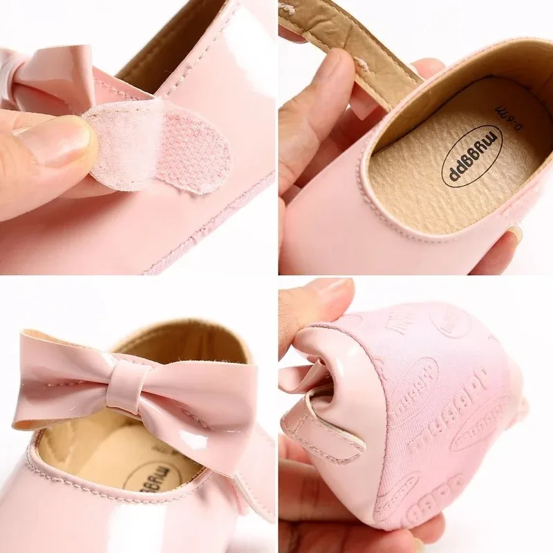 Pasgeboren Baby Schoenen Baby Meisjes Schoenen Pu Anti-Slip Strik Klassieke Prinses Jurk Schoenen Peuter Eerste Walker Wieg Schoen