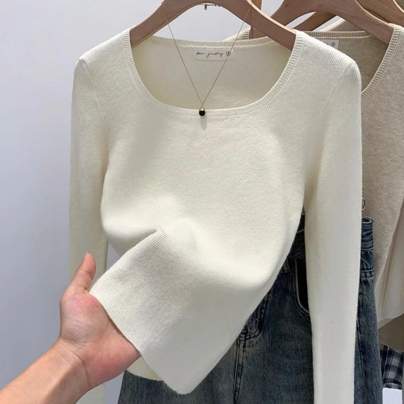 

OCEANLOVE женские свитера однотонные базовые осенне-зимние короткие пуловеры корейская мода элегантные повседневные женские с квадратным вырезом