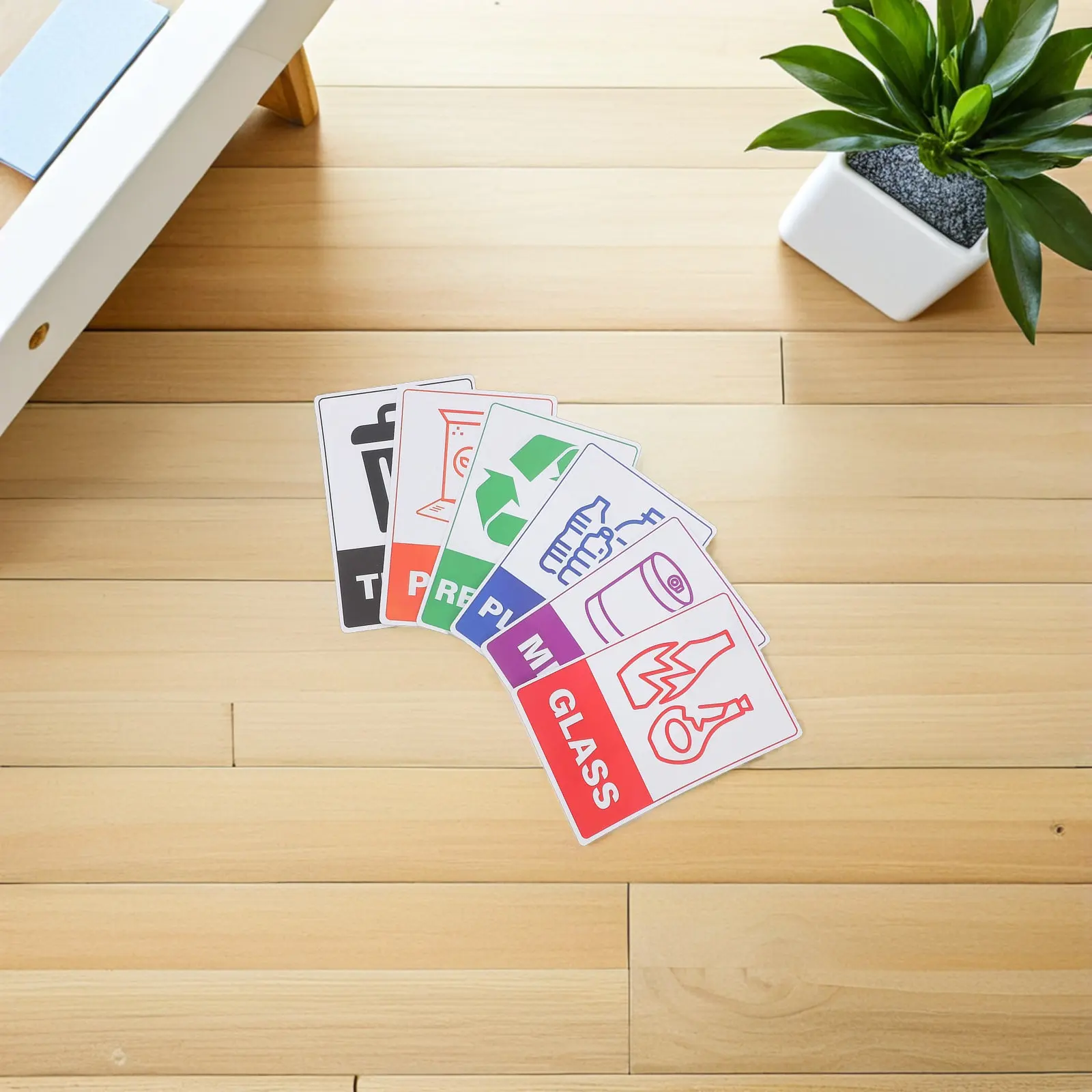 18Sheet Recycling Bin Labels Self Adhesive Waterproof Waste Stickers for Trash Cans Glass Plastic Metal Paper Classification