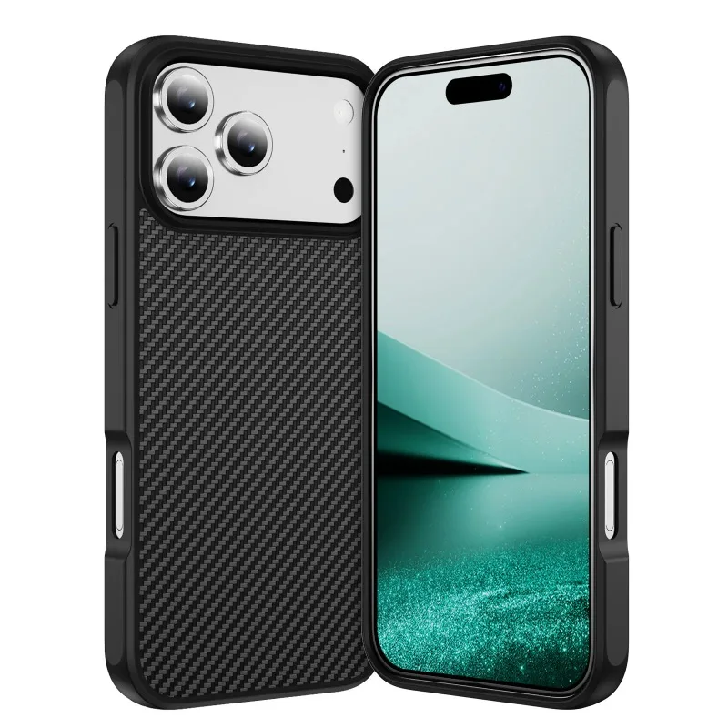 Luxury Carbon Fiber Texture Case for IPhone 17 Air 16E 15 14 Plus 13 12 Pro Max Magnetic Wireless Charge PC Hard Protecte Cover