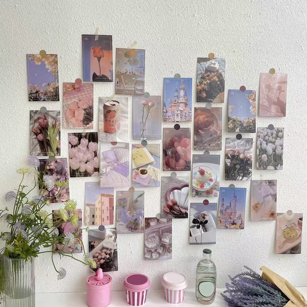 30Sheet Pink Wall Aesthetic Collage Kit Pictures,Creative Wall Art Decorative Posters,Dorm Background Postcard Girls Trendy Gift