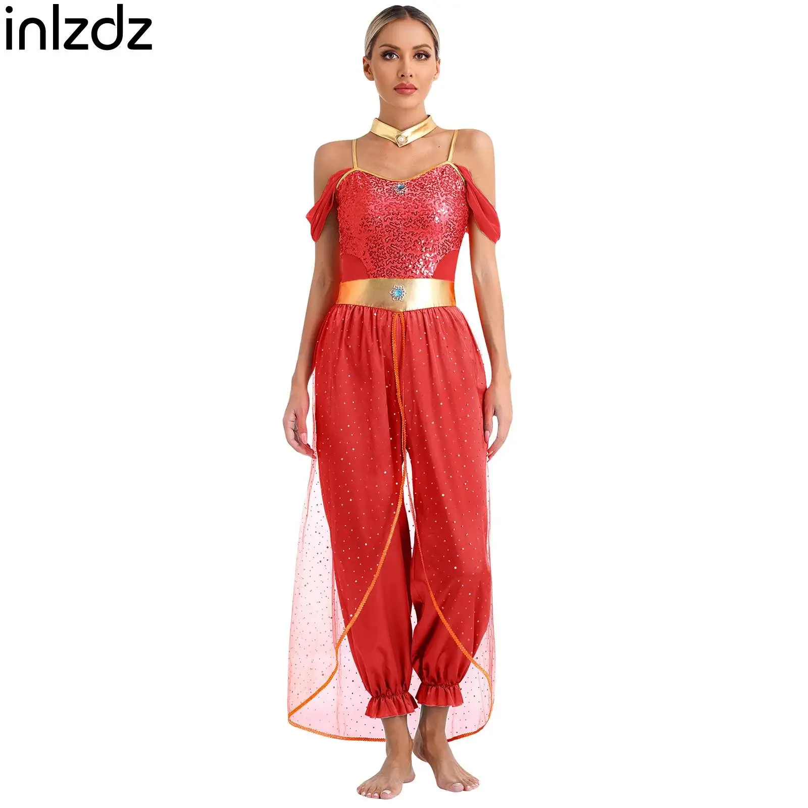 

Jasmines Costume Womens Arabian Princess Costumes Indian Belly Dance Embroider Costume Halloween Cosplay Outfit Party Clubwear