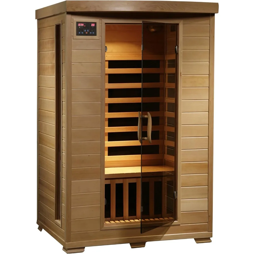 Radiant Saunas 2-Person Hemlock Infrared Sauna with 6 Carbon Heaters, Chromotherapy Lighting, Oxygen Ionizer