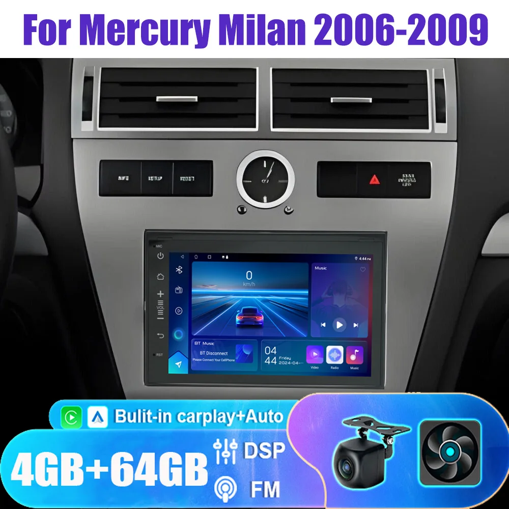 

7'' For Mercury Milan 2006-2009 Car Head Unit Radio Stereo Apple CarPlay Android 15 Intelligent System Multimedia GPS Navi AM 4+