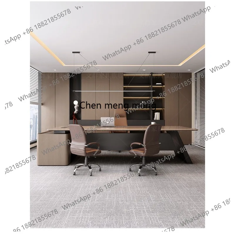 

Роскошный офисный стол руководителя класса люкс, простой современный дизайн, комплект из стола и кресла для руководителя.