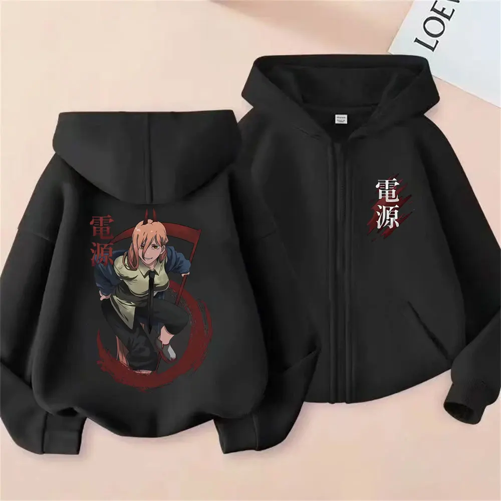

Anime Chainsaw Man Power Graphic Zipper Hoodie Men's Women's Fashion Casual Oversized Streetwear Manga Zip Up Jacket Lovers Gift