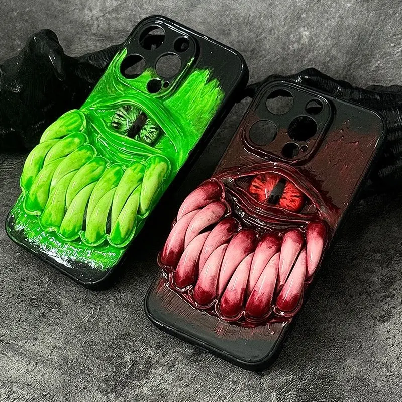 

3D Simulated Blood Red Eyes 17Air Phone Case For iPhone 17 16 15 14 13 12 Pro Max 16pro Halloween Creative Protection Cover