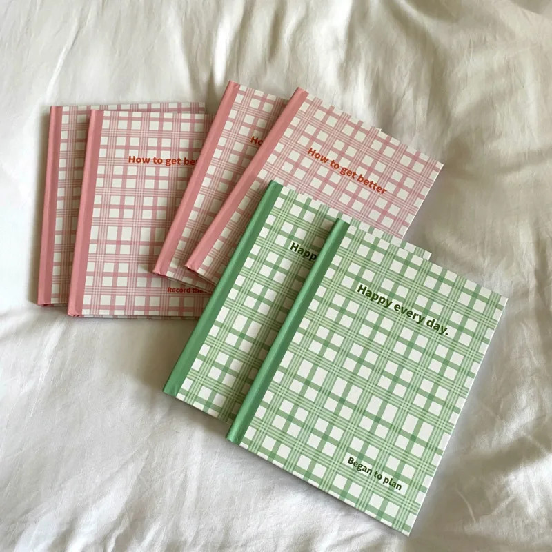 Ins Grün Rosa Plaid Englisch Notebook Horizontale Linie Rekord Workbook Mode Foto Requisiten Notepad Schule Schreibwaren 100 blätter A5