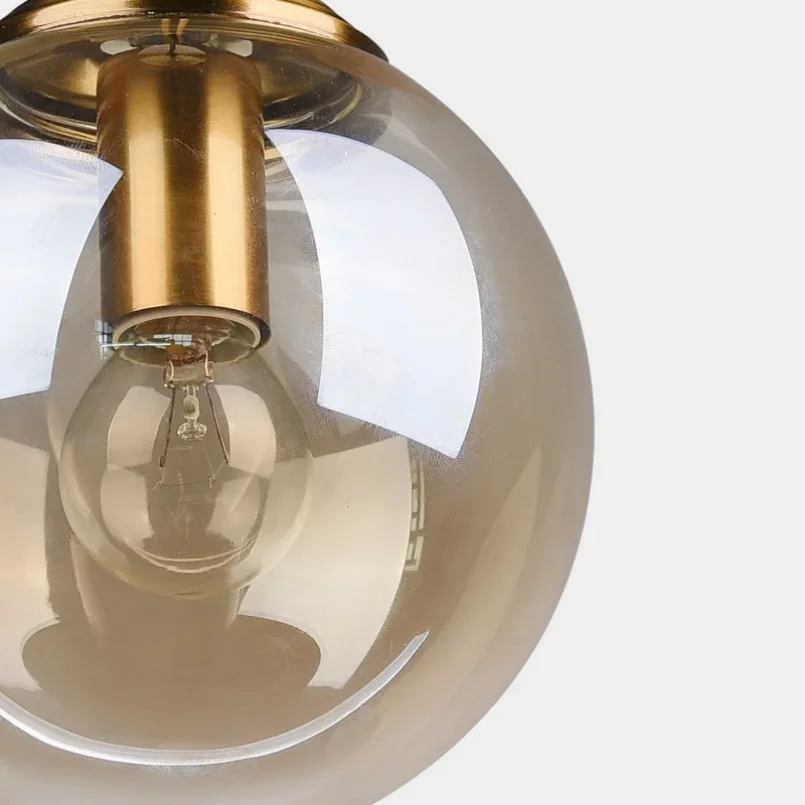 Modern Glass Ball Pendant Light, Lâmpada suspensa para cozinha Sala de jantar Ilha, Home Indoor Teto Lustres para Restaurante, Âmbar