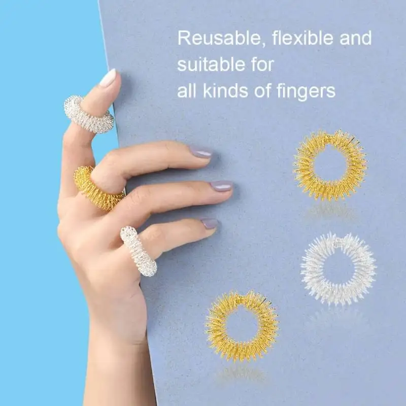 12 قطعة خواتم الاصبع مجموعة للمراهقين الكبار الإجهاد المخفض مدلك الإجهاد الإغاثة ألعاب متململة خواتم العلاج بالابر لعبة حسية شائكة