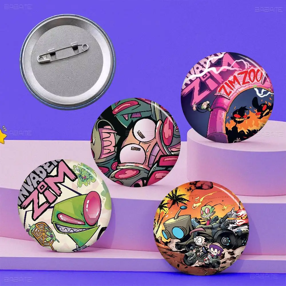 I-invader cartoon anime Z-zim Creative Tinplate Soft Button Pins Animal Icon Brooch Lapel Backpack Badge Accessories Pin