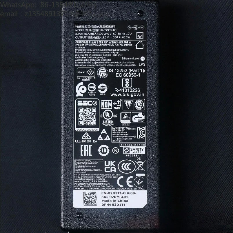 19.5V W1N63 65W Power Adapter Charger 4.5 * 3.0 LA65NS201