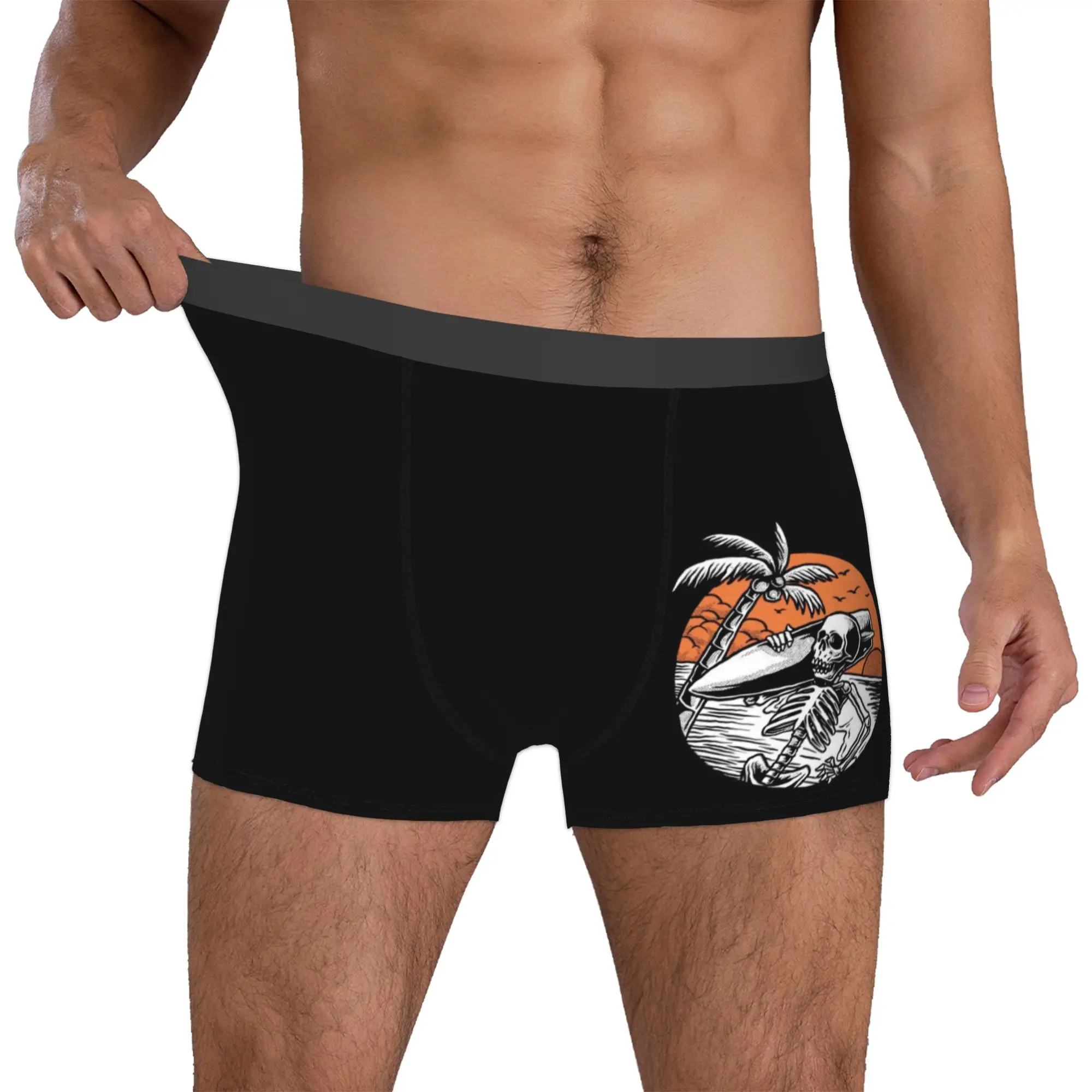 Customized Summer Surf Skeleton Surfing Boxer Shorts For Homme 3D Printed  Underwear Panties Briefs Stretch Underpants