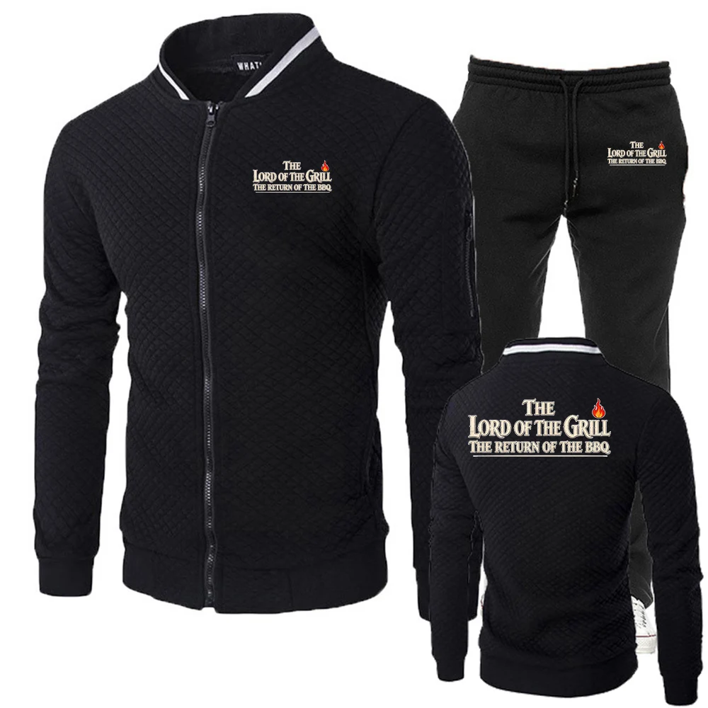 Lord Of The Grill The Return Of The Bbq Spring and Autumn Men's Fashion Street Stand up Collar Set Jacket Zipper Hoodies