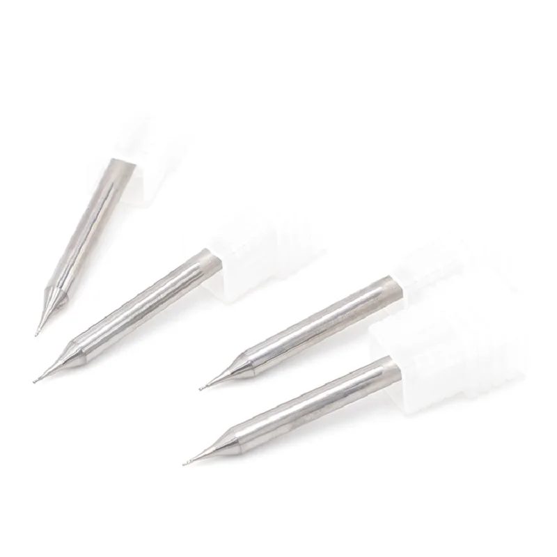 HRC55 0.2-0.9mm マイクロフラットエンドミル 4mm シャンク 超硬合金 CNC ルータービット TiCN コーティング 2枚刃 メタルミニフライス
