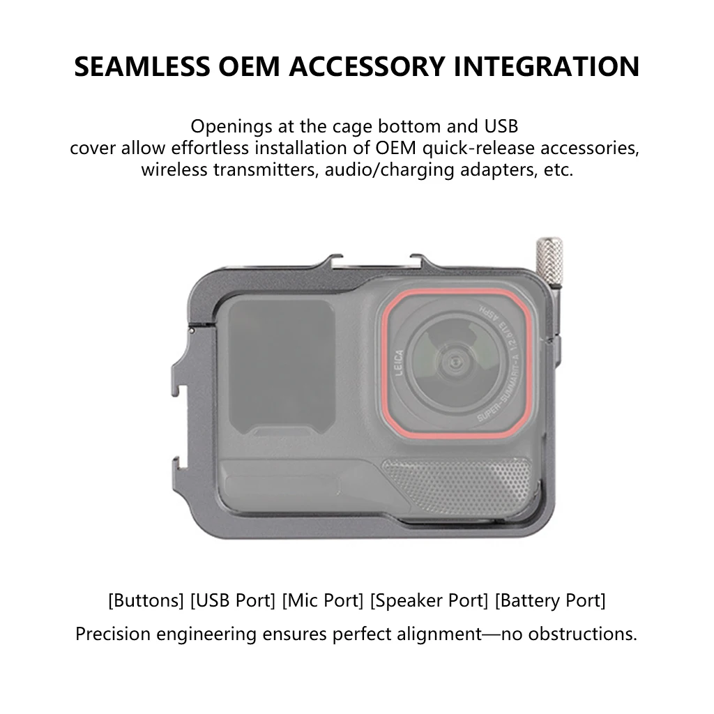 Aluminium-Rahmenkäfig für Insta360 Ace Pro 2, langlebige Metallschutzhülle mit 2-Slot-Adapterhalterung, Kamerarahmen-Gehäuse-Zubehör – Detail 1