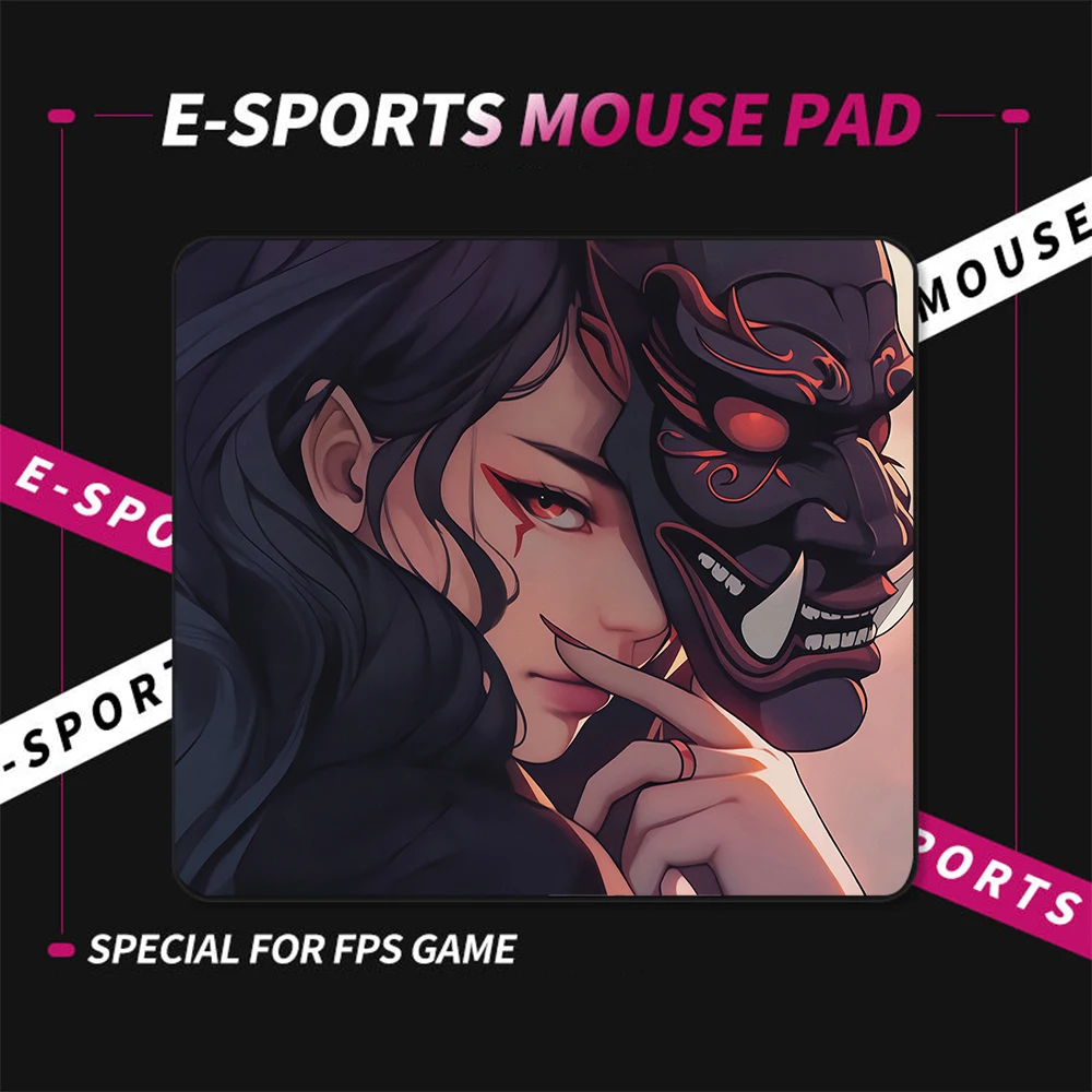 

Gamer Professional Premium E-Sports Gaming Mouse Pad 45x40CM Oni Mask Locking Edge Balance Mousepad Anime Computer Keyboard Mat