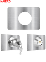 NAIERDI 1/2/4/8 PCS Door Reinforcement Plate,Stainless Steel Door Lock Repair kit,Door Handle Hole Reinforcer Door Hardware