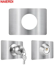 NAIERDI 1/2/4/8 PCS Door Reinforcement Plate,Stainless Steel Door Lock Repair kit,Door Handle Hole Reinforcer Door Hardware