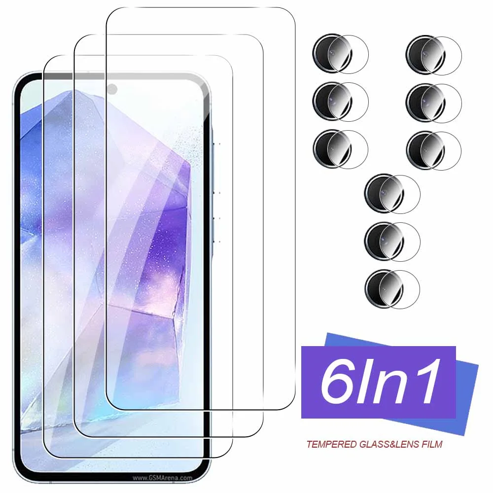 6IN1 Camera Lens Films Protective Glass for Samsung Galaxy A55 5G Samsun A35 A25 A15 4G A 55 35 15 Screen Protector Phone Film