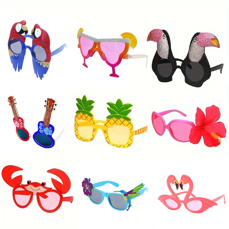 9 Pairs Hawaiian Glasses, Luau Party Sunglasses  Tropical  Dress Props, Fun Summer  Party Favors, Beach Themed Party  Decoration