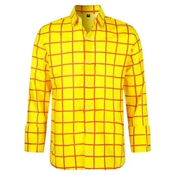 2024 New Men's Shirt Long Sleeve Plaid Lapel Spring and Autumn Prom Party Fashion Men's Shirt Casual Comfortable Plus Size