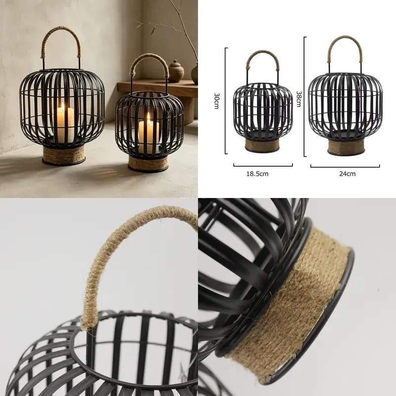 for Handmade Metal Weaving Art Hollow Wind Lamp Indoor Outdoor Lantern Waterproof Home Decoration Light