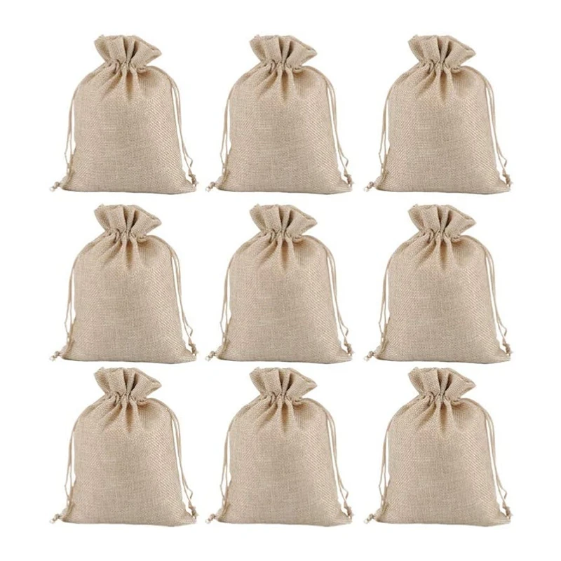 12-Piece Christmas Drawstring Bag Packaging Bag Breathable Storage Bag Spring Festival Beige Candy Bag