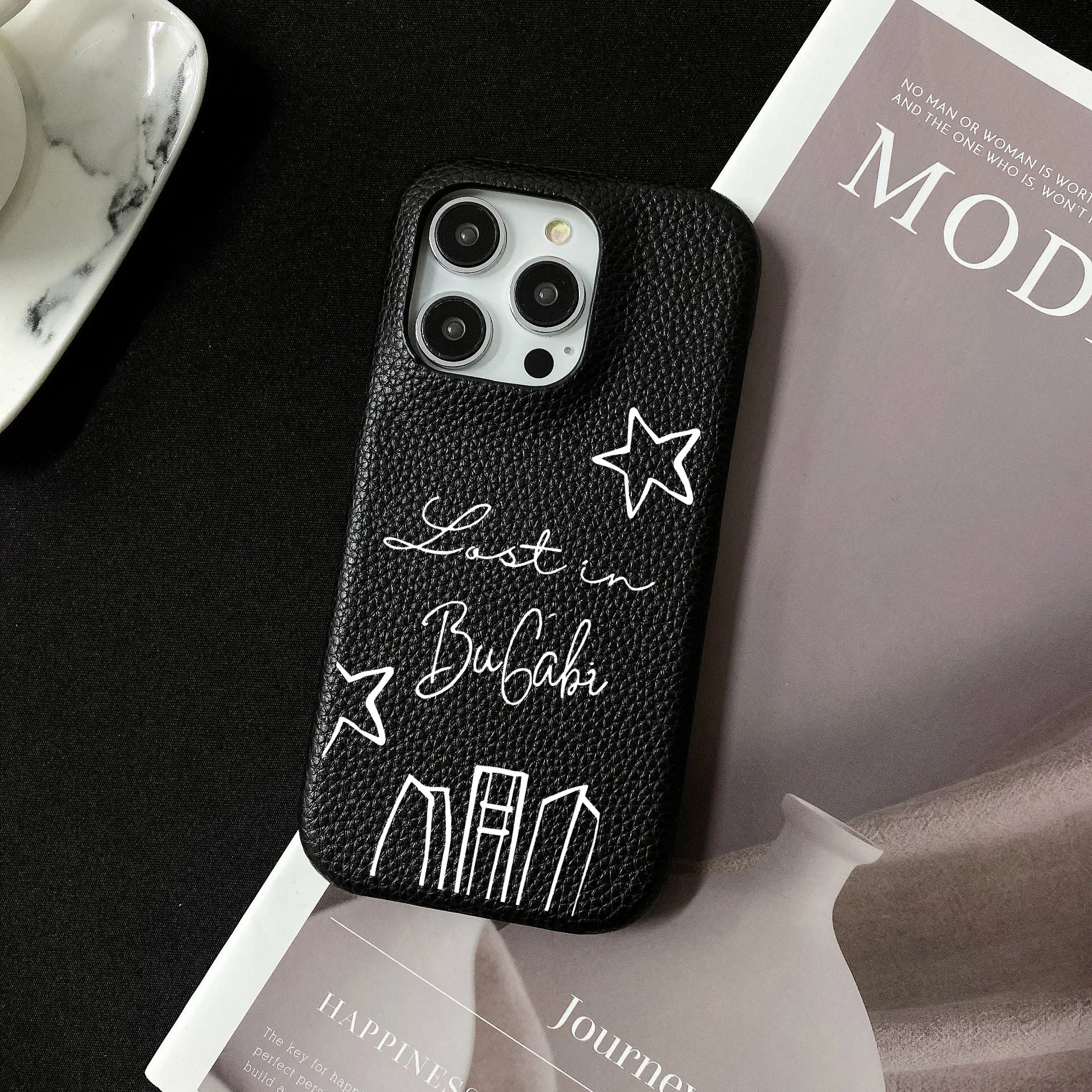 Personalised Customized Name Leather Case For iPhone 16 15 14 13 12 11 Pro Max Initials Letters kafr saya Cover 13 14 15 Pro Max