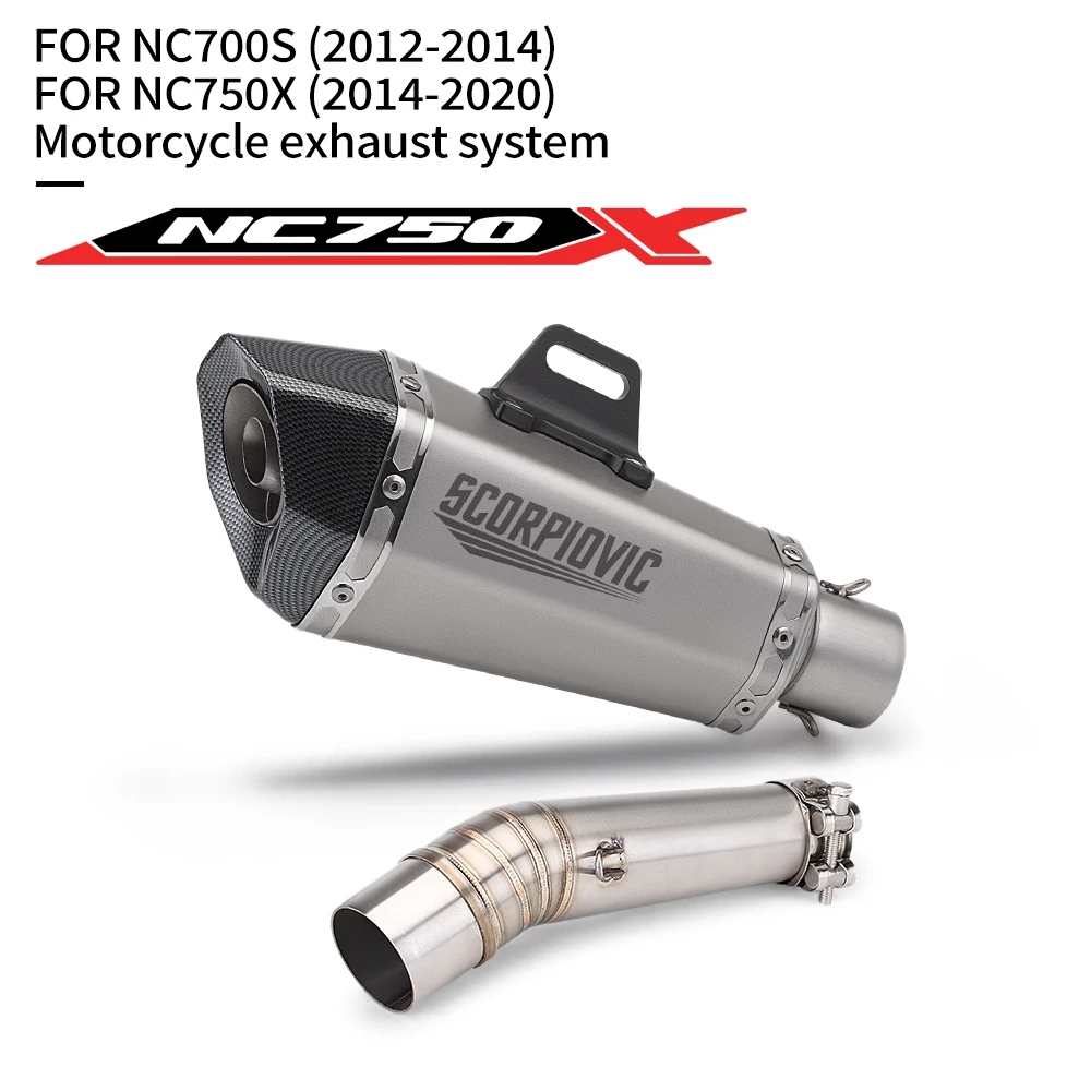 

For NC700 NC750 NC700X/700S Motorcycle Exhaust Stainless Steel Exhaust Complete System Kit (2012-2014-2020)