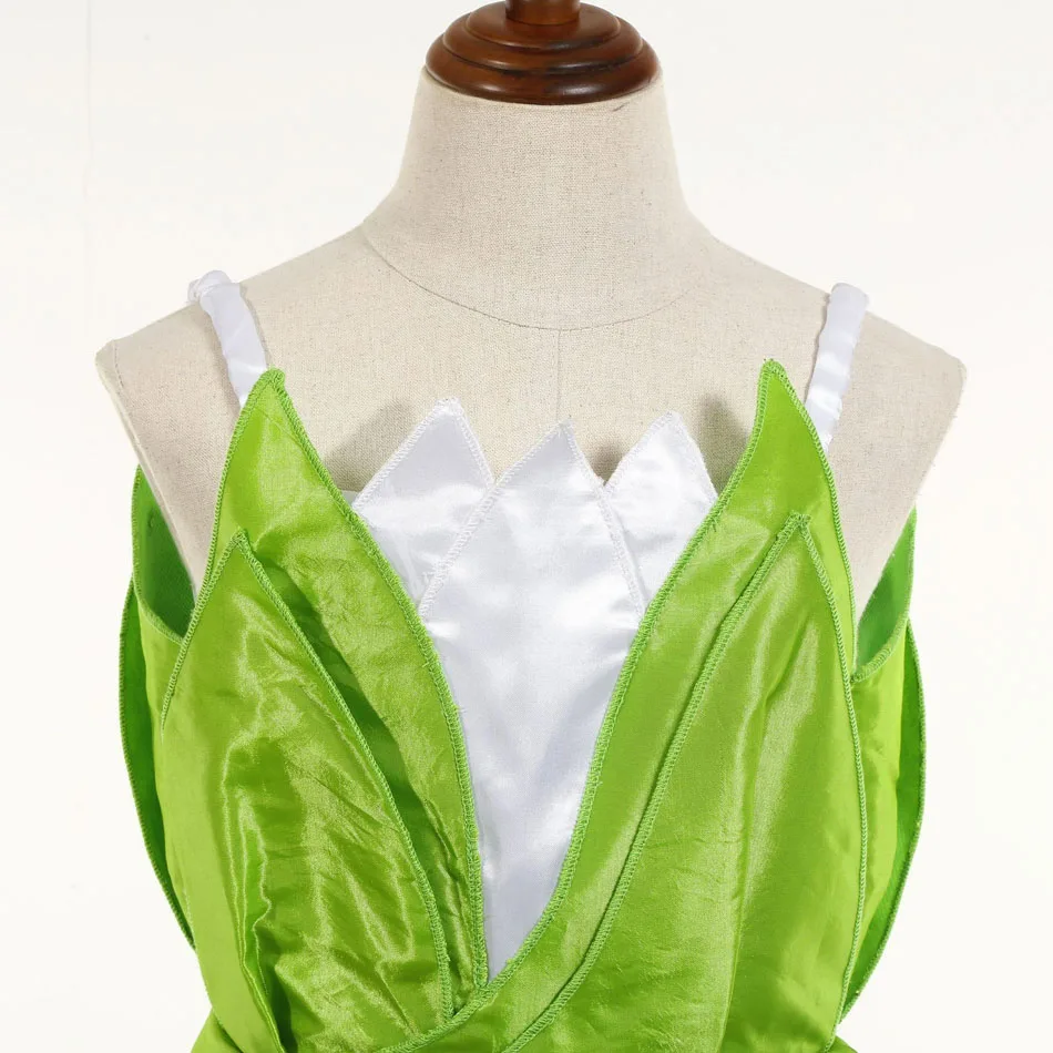 Summer Tiana Princess Dress Girl Green Dress Children Cosplay Beauty Flower Fairy Clothes Children Halloween Performance Costume image 4