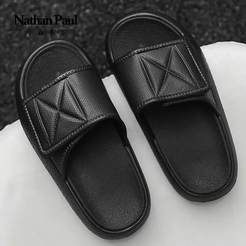 men slippers stepping on shit feeling beach one-word non-slip sports leisure Velcro slippers men\'s summer wear shoes