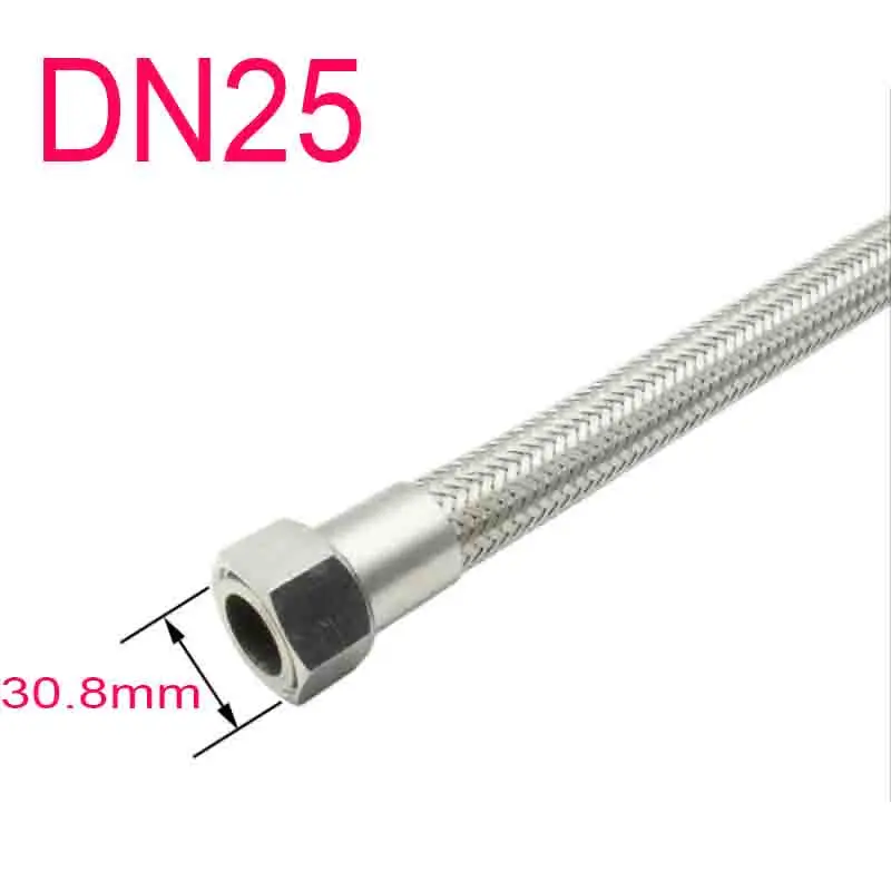 

Гофрированный металлический шланг из нержавеющей стали 304, 1 метр, DN25, высокотемпературная масляная и водопроводная труба высокого давления с тканой стальной проволокой