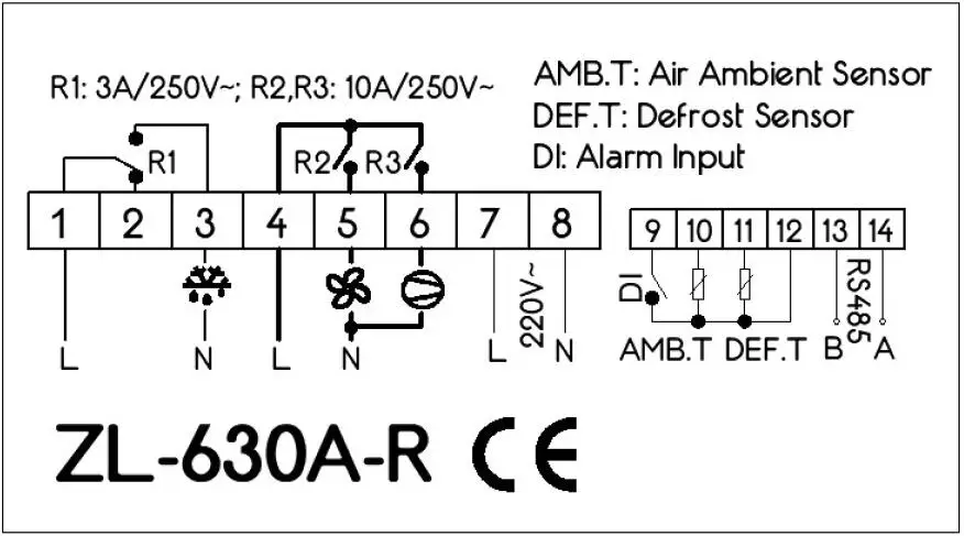 الاتصالات، التخزين البارد، منظم حرارة التبريد ZL-630A-R RS485 MODBUS