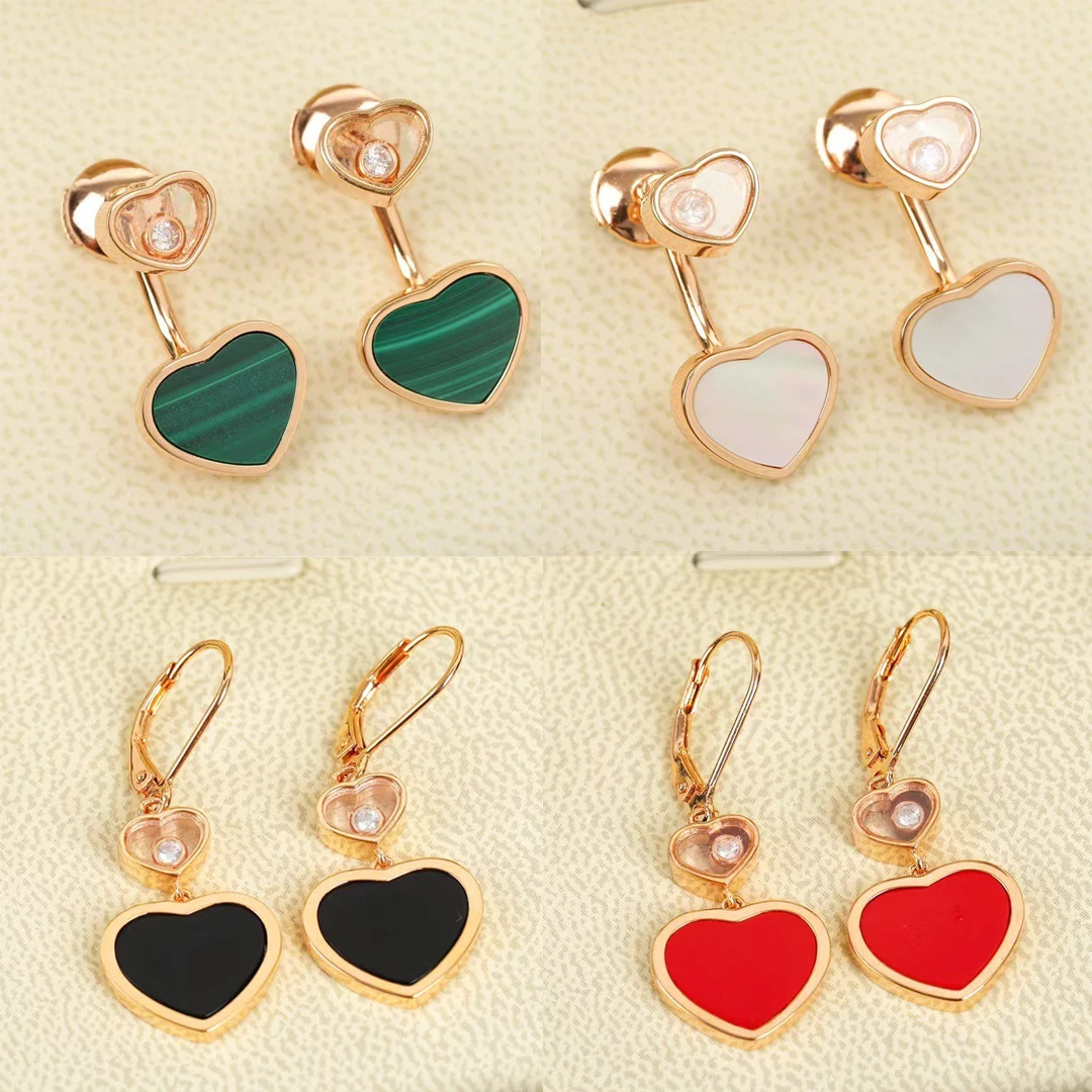 925 sterling silver natural stone heart earrings woman luxury designer romantic fashion jewelry for ladies, Best friend's gift