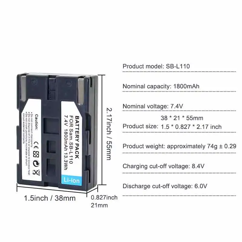 Nova bateria SB-L110 bateria de substituição para sbl220 SB-L70A SC-D20 VM-A630 VM-B990 VM-C890 VP-D15 1500mah bateria da câmera
