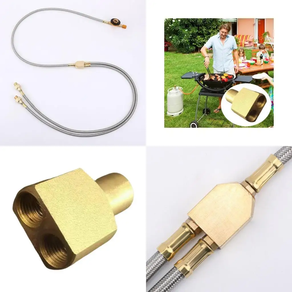 

Y1UC Gas Cylinder Tube Double Head Connecting Adapter Outdoor Gas Tanks Hose Splitter