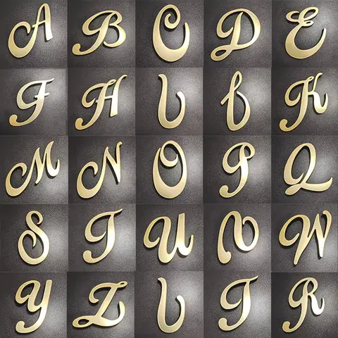 1pc 10cm Gold 3D Acrylic Mirror Surface English Letters Wall Stickers Home Decor Wall Decals Alphabet Art Mural Decor
