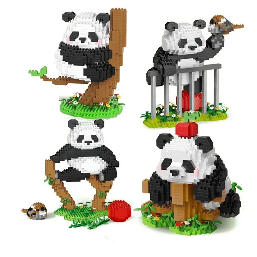 

Lovely Panda Micro Building Blocks Kawaii Ailuropoda melanoleuca Animal Zoo Mini Bricks Home Decoration Toys For Children