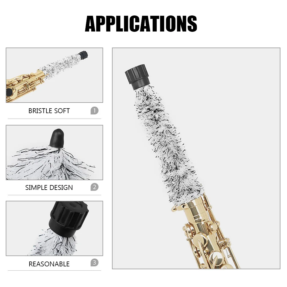 

2 Pcs Instrument Cleaning Brush Sax Metal Microfiber Alto Saxophone Accessories