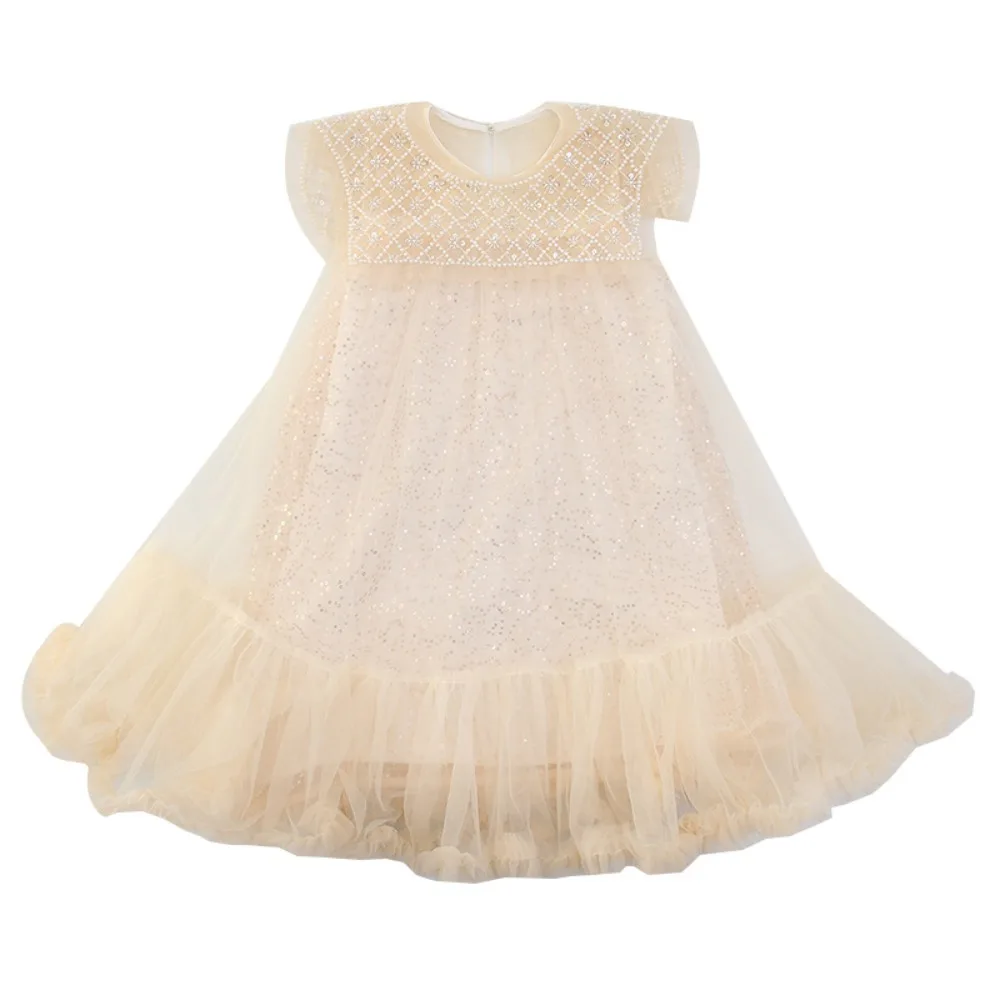

Fashion Sequin Girls Princess Dress Teens Party Summer Dress Beach Vacation Sweet Children Mesh Dress Holiday