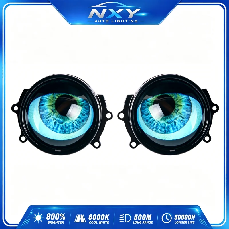 NXY NX65 LED Demon Eye 3 дюйма 12В 30Вт RGB с управлением через приложение H4 H7 H11 9005 8 режимов, автомобильные фары DRL, декоративный комплект ламп Angel Eye